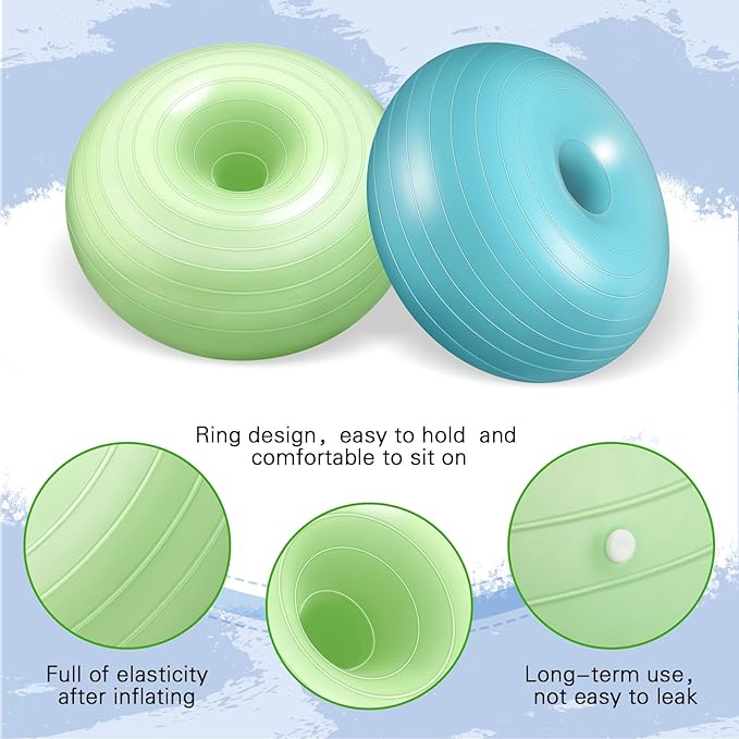 Libima 8 Pcs Flexible Seating for Classroom Inflatable Yoga Ball Chairs with Pump Donut Exercise Ball Chair Cushion Seat for Office Balance and Stability Training Home Gym