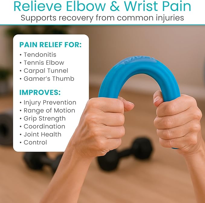 Vive Flex Therapy Bars (3 Pack) - Twist Resistance Hand Grip Strength Trainer for Injury Recovery, Tennis Elbow, Golfers, Tendonitis Pain - Weighted Strengthening Multi Pack