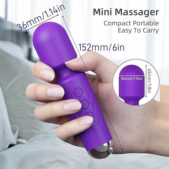 Mini Personal Massage Small Cordless Handheld Bullet Massager - Powerful - Quiet - Back Legs Hand Pains and Sports Recovery (Purple)