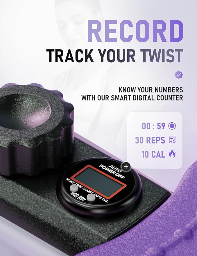 Waist Twister Machine Exercise, Ab Twist Board with Smart LED Digital Counter, Supports 300 lbs, Noiseless, Anti-Slip, Compact Portable for Home Gym Workout Equipment