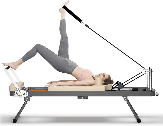 Pilates Reformer Workout Machine for Home Gym，Foldable Home, Yoga Studio，Suitable for Advanced and Beginners Users, Up to 330.5 lbs Weight Capacity