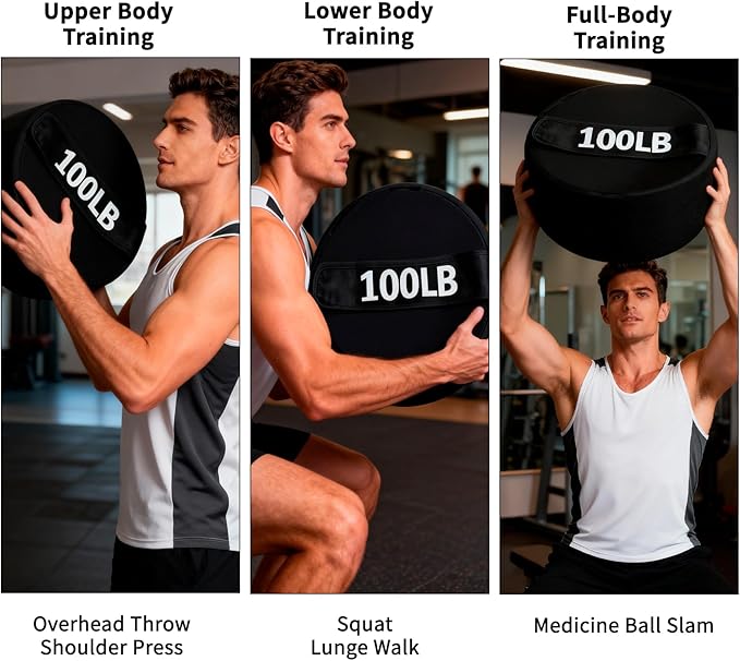 Adjustable Sandbag for Weight Training：100 LB Heavy Duty Sand Bags for Fitness & Workout, Gym & Home Exercise Equipment for Men or Women (Sand Not Included)