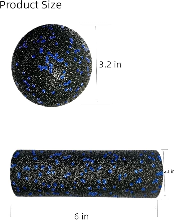 Mini Foam Roller and Massage Ball Set, 6-Inch Small Foam Roller & 3.2-Inch Ball for Travel, Back, Legs, and Muscle Recovery