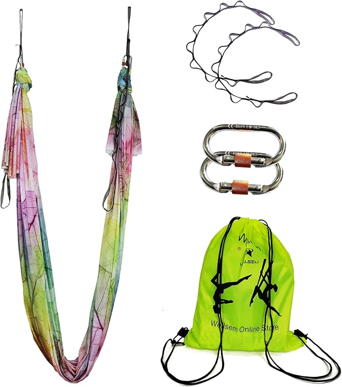 Aerial Yoga Hammock Aerial Pilates Silk Yoga Swing Set Inversion Equipment include daisy Chain, Pose Guide 5.5 yards