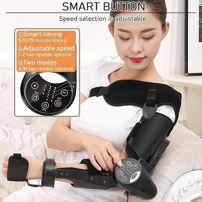 Elbow Joint Recovery Device, Stroke Rehabilitation arm Elbow Protector, Hemiplegia Robot Training Device, hinged Elbow Support arm Exerciser with Remote Control and Intelligent Timing(Left)
