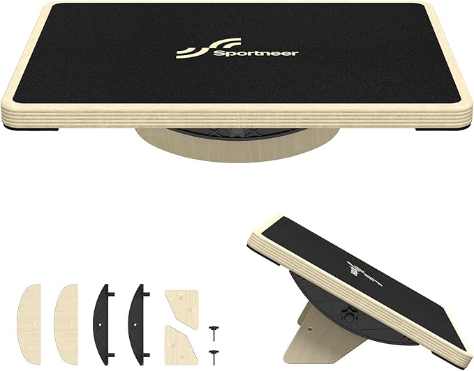 Sportneer 2-in-1 Balance Board – Adjustable Wobble & Slant Board for Core Strength, Stretching, Rehab, Standing Desk, Home Gym Workout