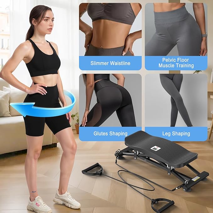 Balancing Machine for Full Body Workout，Simulated Ski Full Body Cardio Workout Equipment，Sliding Ski Simulator with Resistance Bands，Portable Twist Balance Trainer Featuring LCD Display
