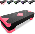 Adjustable Workout Aerobic Stepper, Aerobic Exercise Step Platform with 2 Risers, Exercise Step Deck for Fitness, 26.5" Trainer Stepper with Non-Slip Surface Home Gym & Extra Risers Options