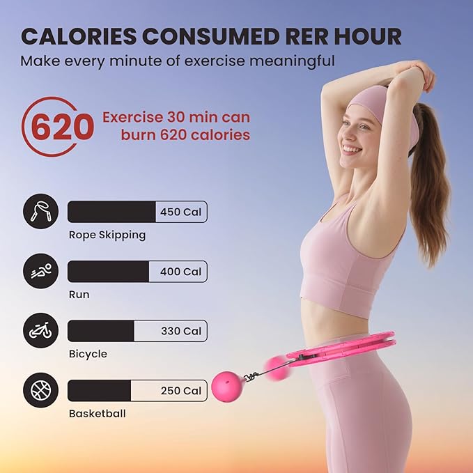 Weighted Infinity Exercise Hoop - 64in 30 Links Smart Hoop for Adult Weight Loss, Plus Size Low-Impact Fitness Hoop for Beginners & Women