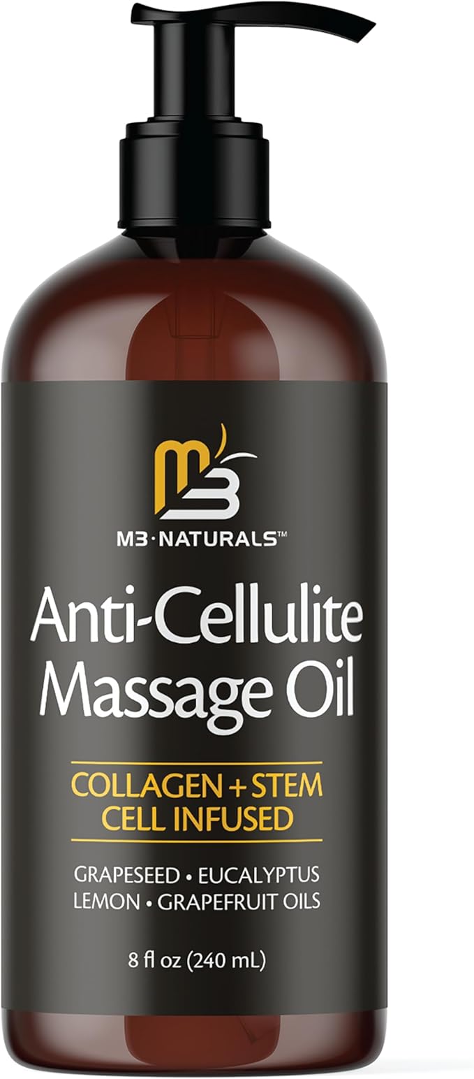 Firming Body Massage Oil with Collagen & Stem Cell – Helps Smooth the Appearance of Cellulite & Improve Skin Texture – Refreshing Aromatherapy Body Oil for Legs & Full Body – 8 Fl Oz by M3