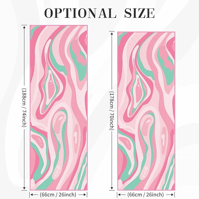 Yoga Mat Towel Cover with Large Corner Pockets, Non Slip Grip Microfiber Mat Cover Mat for Hot Yoga, Pilates and Gym Workout, 74" L x 26" W, Pink