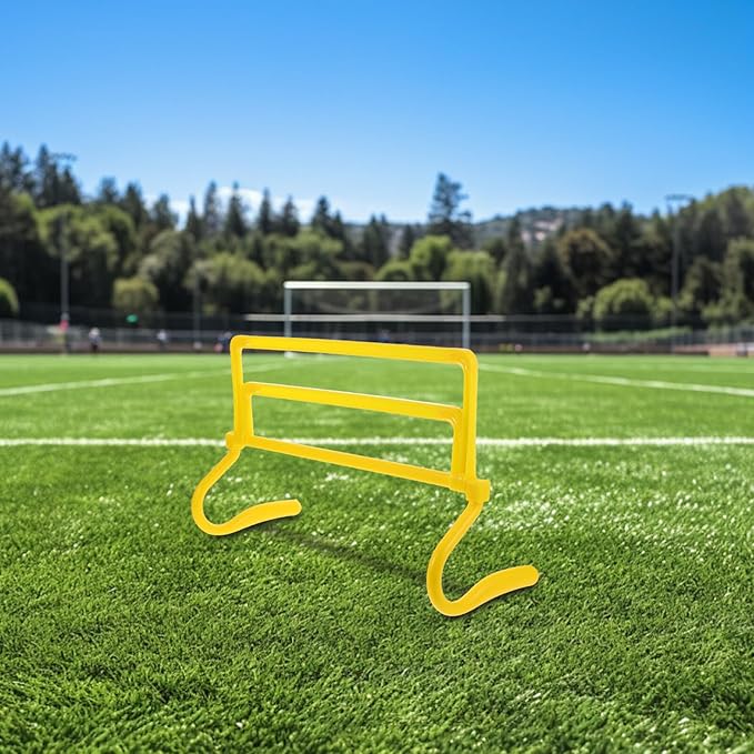 Adjustable Height Soccer Agility Training Hurdles Set with Portable Foldable Yellow Bars for Football Speed and Athlete Jumping Drills