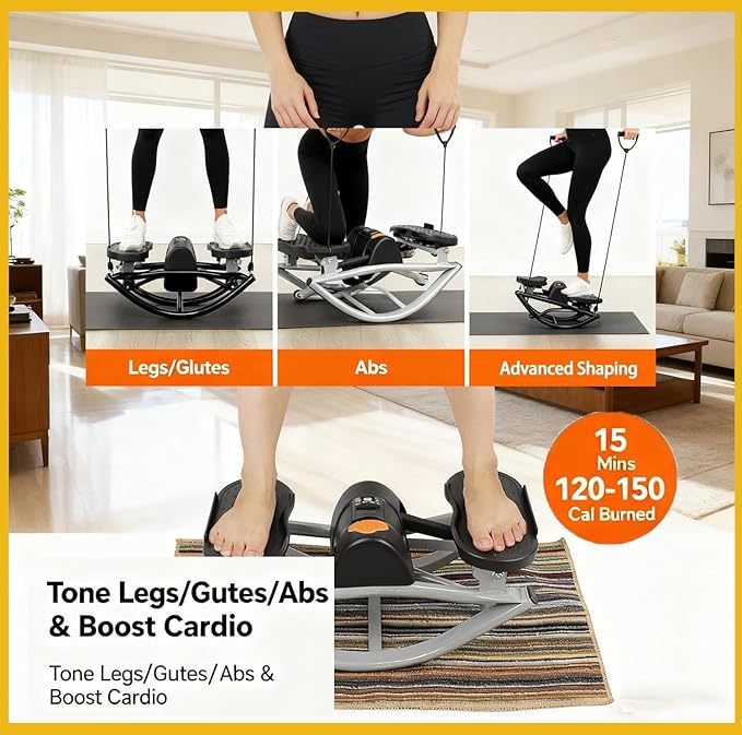 Rocking Stepper Side to Side （𝟒-𝟖 𝑫𝑨𝒀 𝑫𝑬𝑳𝑰𝑽𝑬𝑹𝒀） Rock Stepper Side to Side Machine Rock Stepper Exercise Machine with Resistance Bands&Led Display, Low-Impact Home Workout Machine