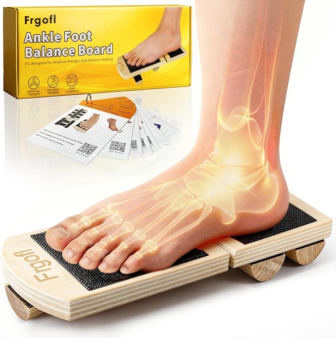 Balance Board for Ankle Strengthening & Physical Therapy - Adjustable Single Leg Board for Recovery from Sprains, Plantar Fasciitis | Stability Trainer with Video Guide and Carry Bag