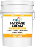 Deep Tissue Therapy 5 Gallon Massage Cream, Professional, Massage Therapy, Unscented, Natural Ingredients, Skin Hydrating, Moisturizing, Muscle Relief, for Bruising, Recovery, Soothing