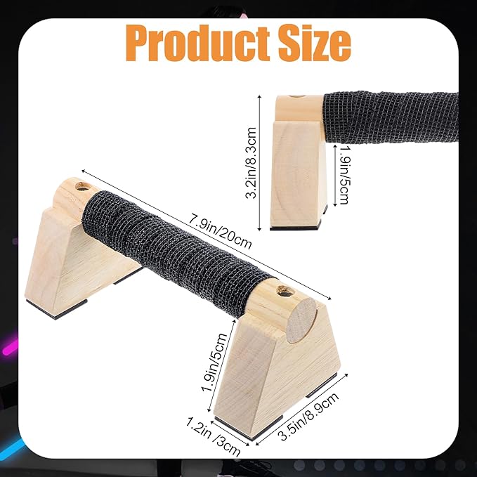 2 Pcs Portable Calisthenics Equipment Parallettes Bars Wooden Push Up Bars with Non-Slip Base, 7.9 Inch Handstand Training Blocks & Push Up Handles, for Home Workout Strength Training