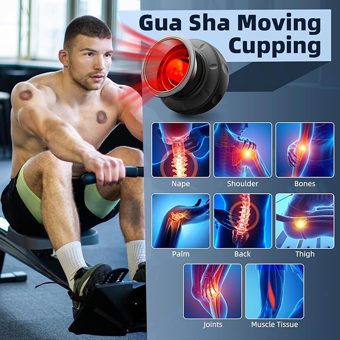 5-in-1 Cupping Kit for Massage Therapy, 12 Levels Smart Dynamic Cupping Set with Red Ligh-t Therapy&Heat Penetrates for Targeted Pain Relief, Knots, Aches, Muscle Soreness - 2Pcs(Black&Black)