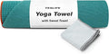 YESLIFE Non-Slip Extra Thick Hot Yoga Towel with One Sweat Towel, Microfiber Sweat Absorbent Yoga Mat Towel with Grip Dot, Pilates Mat, 72" x 24", Cyan