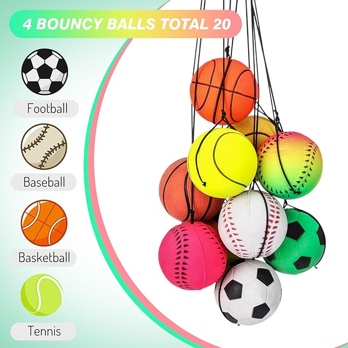 Skylety Wrist Return Ball Wrist Band Ball on a String 2.48 Inch Rubber Rebound Sport Bouncy Basketball Baseball Soccer Wristband Toy for Exercise and Children or Adult Exercise for Fun