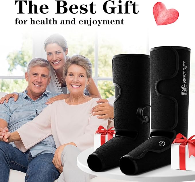 Gifts for Dad Mom Men Women Christmas Mothers Day, Fathers Day, Air Compression Massager with Heat for Foot, Leg, Calf, Thigh, Knee, Helpful for Varicose Veins, Muscle Fatigue, Cramps, Swelling, Edema