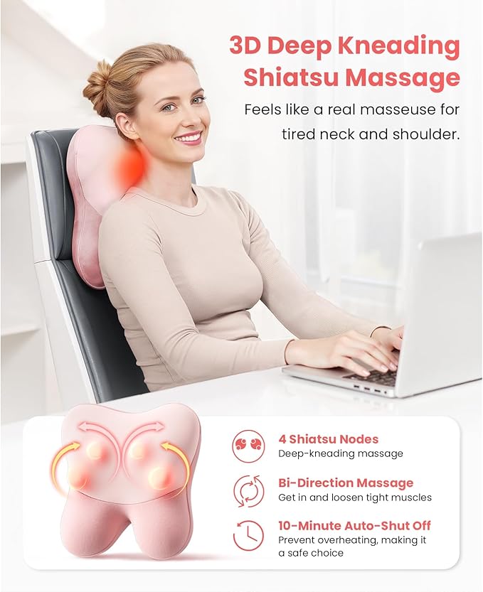 BOB AND BRAD Back Massager with Heat FSA Eligible, EZBack Corded Back Massager for Pain Relief Deep Tissue, Shiatsu Back Massage Pillow, Soothing Muscle Tension Upper & Lower Back Relief