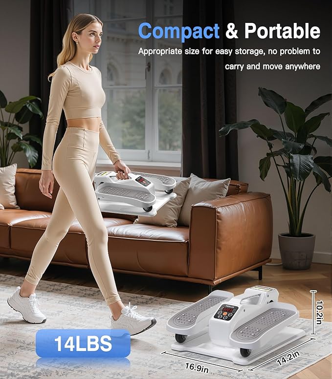 Portable Under Desk Elliptical Machine with Wireless Remote. 12 Manual & 3 Automatic Speeds. Pedal Ellipse Leg Exerciser. Leg Exerciser While Sitting for Seniors Adults Home Office