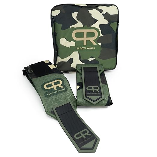 Elbow Wraps for Weightlifting - Heavy Duty Construction, 25% More Elasticity, Reinforced Stitching, Extra Wide Fastener, Easy to Adjust, (Digital Green Camo)