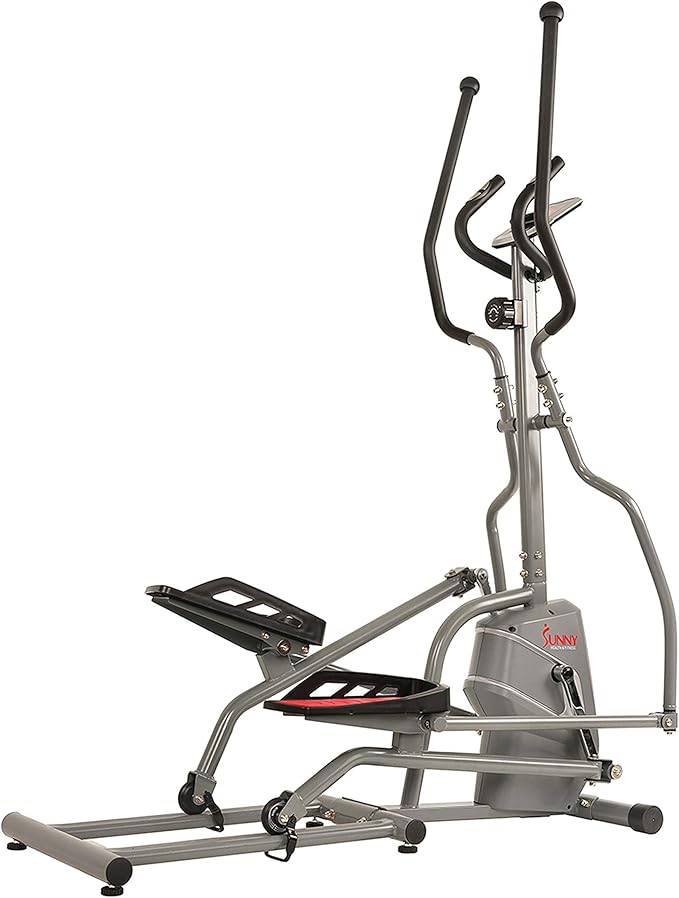 Sunny Health & Fitness Magnetic Elliptical Machine with Adjustable Resistance, Fully Body Workout for Home with Pulse Sensor Monitor, Long Stride Low-Impact Workout with SunnyFit App Access