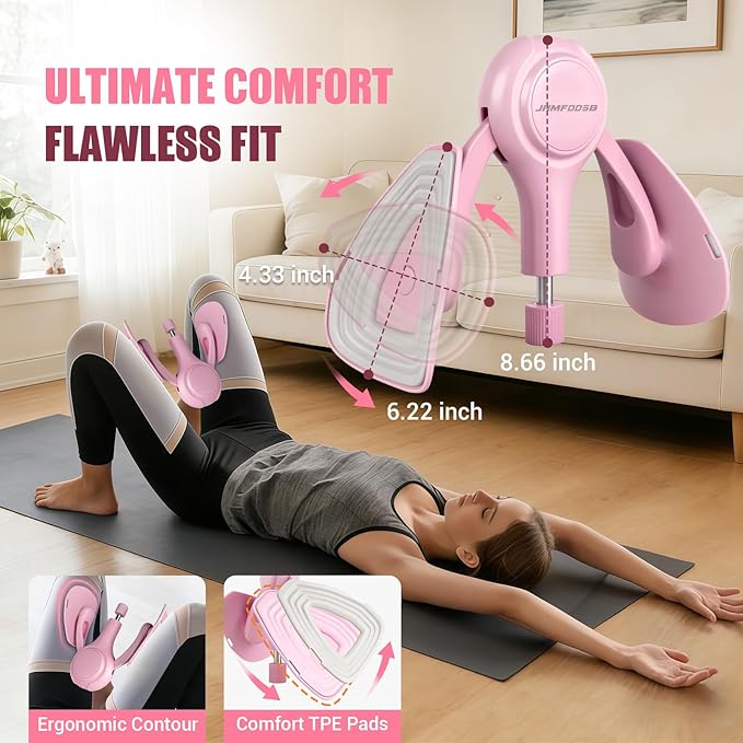 Thigh Trainer for Women, 360° Pelvic Floor Exercise Device with Resistance Band, 15-75LB Adjustable Resistance Thigh Workout Equipment for Inner Thigh Toner, Kegel Exercise, Pelvic Floor Muscle Repair
