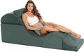 Avana Kami Convertible Chaise/Bed Bench for Yoga & Massage - 2-in-1 End of Bed Ottoman with Concealed Fold Out Yoga Lounge Chair, 22" Wide, Microvelvet Deep Teal