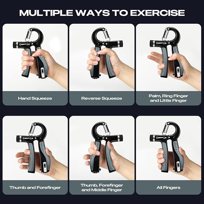 Grip Strength Trainer - Adjustable Resistance 11-132lbs/5-60kg Hand Gripper & Forearm Strengthener Device with Smart Counter for Sports & Rehab
