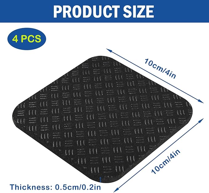 4 Pcs Walking Pad Mat, Treadmill Mat Pads, 4" x 4" x 0.2" Double-Sided Non-Slip Exercise Equipment Mat, High Density Silicone Anti Vibration Pad for Protect Floors, Noise Reduction
