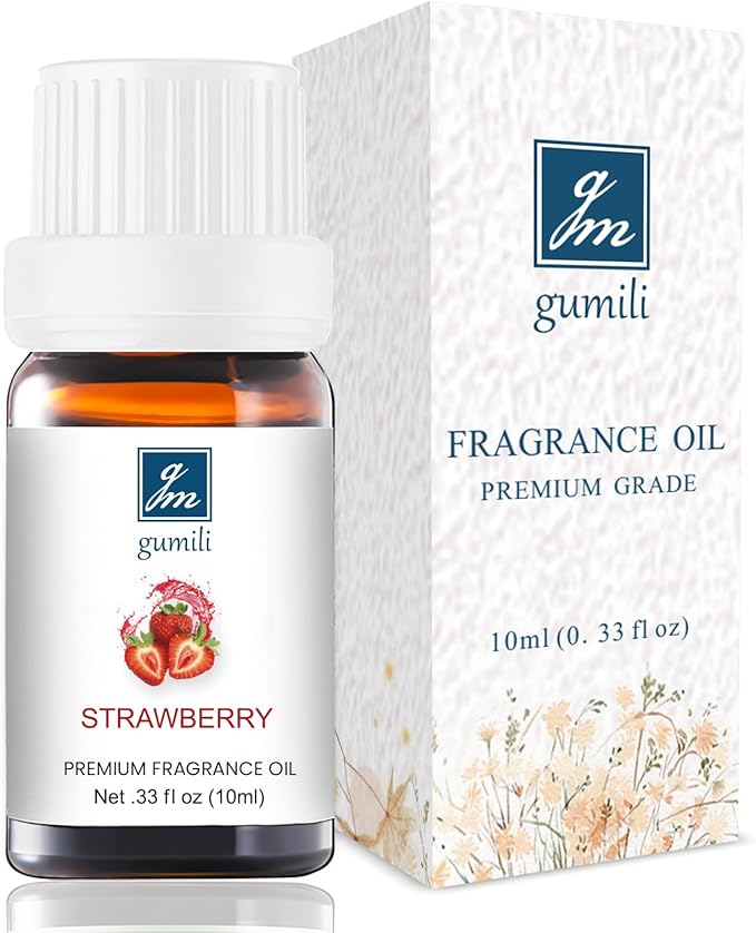 Strawberry Essential Oil - Pure Organic Scent for for Aromatherapy, Diffusers, Spray, Skin & Hair Care, Massage, DIY Candles & Soap, Perfume - Fruity Fragrance, 10mL