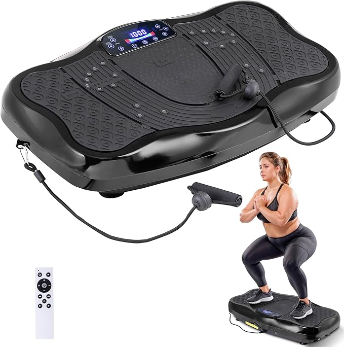 Nouva Vibration Plate Fitness Exercise Machine - Full Body Vibrating Workout Power Fitness Platform Equipment Vibration Plate for Fat Burner w/ Exercise Bands Speed Control