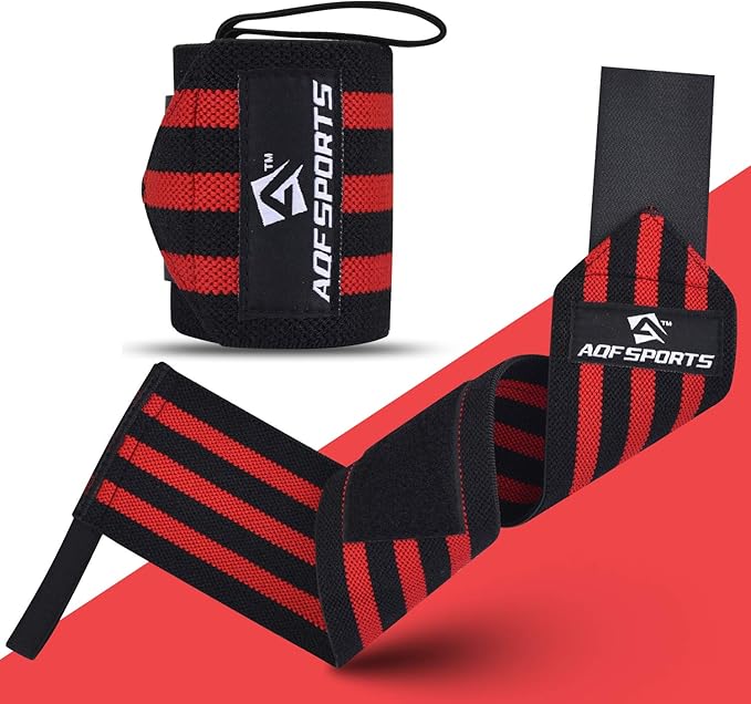 AQF Wrist Wraps for Weightlifting - USPA & IPL Approved 18" Gym Wrist Support with Thumb Loop - Heavy Duty Lifting Wrist Straps for Fitness, Workout, Powerlifting, & Bodybuilding (Pair)