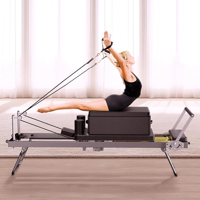 Pilates Box for Reformer, Pilates Reformers Sitting Box for Exercises, Pilates Equipment Accessory for Home Gym and Professional Studio Use, Improve Strength, Balance & Flexibility