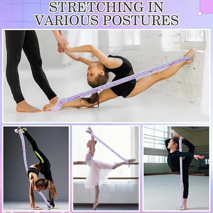 Stretch Strap for Kids Elastic Gymnastic Stretching Ballet Dance Band with 8 Loops Adjustable Exercise Training Resistance Strap for Children Stuff Pilates Latin Yoga Equipment