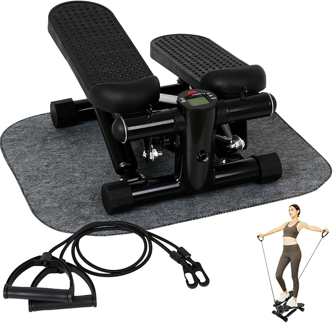 Steppers for Exercise at Home, Mini Stepper with Resistance Bands, Stair Stepper for Home, Stepper Exercise Machine, Compact Stepper Workout Equipment