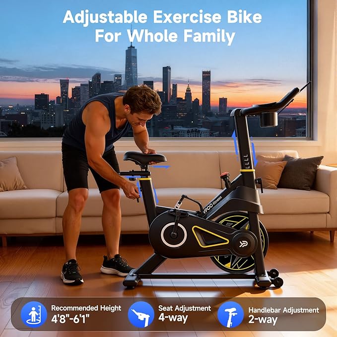 Exercise Bike,Indoor Exercise bikes for Cardio Adjustable Magnetic Resistance Stationary Bikes for Home with 300lbs Weight Capacity