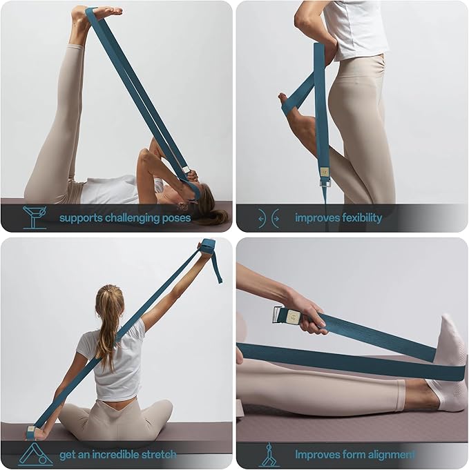 Yoga Straps 1.8M or 2.5M, Durable Cotton Yoga Straps for Stretching, Adjustable Yoga Belt Strap for Yoga, Dance, Gym Workouts