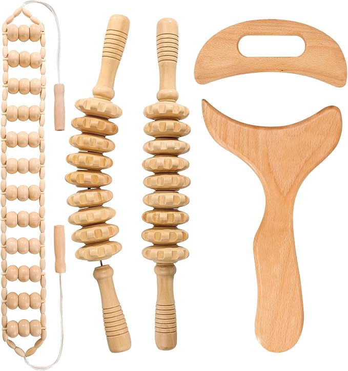 5Pcs Wood Therapy Massage Tools Lymphatic Drainage Massager Maderoterapia Kit Wooden Masager Body Sculpting Tools for Relax Muscles Body Shaping