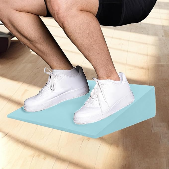 Dorsiflexion Wedge - 12.8x11.8x3.5in Foam Ramp, Angled Heel Elevation Block, Textured Incline Platforms | Calf Flexibility Development Tool, Lower Limb Stability Aid, For Barbell Squat Techniques