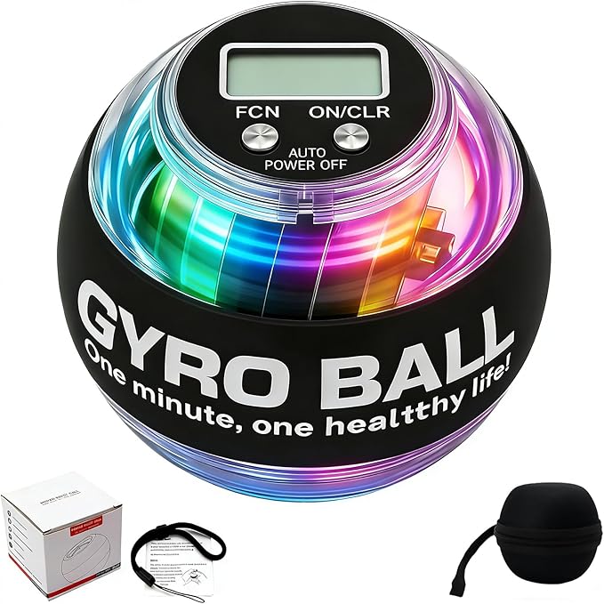 Torque Ball with Counter, Wrist Power Gyro Ball Hand Wrist Forearm Trainer and Strengthener for Exercise Joint and Muscle with Colour Light and Bag