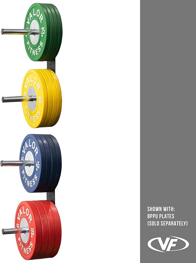 Valor Fitness Wall Mounted Weight Plate Storage Holder/Rack for Bumper Plates and Olympic Weight Plates