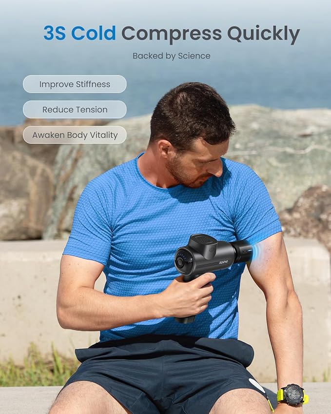 RENPHO Active Thermacool Massage Gun Deep Tissue, Back Massager Therapy with Carry Case, FSA Approved, Percussion Body Masajeador for Men Women Athletes Back Upgrade, HSA, Gray