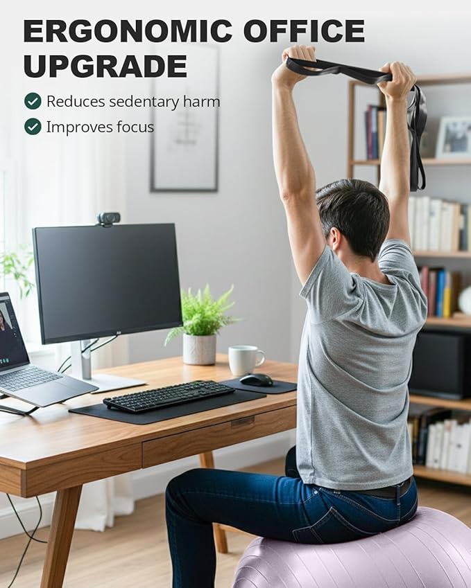 Trideer Exercise Ball Yoga Ball,Office Seating & Balance Ball Chair, Stability Ball for Pilates, Physical Therapy,Core Training & Balance Improvement & Stretching