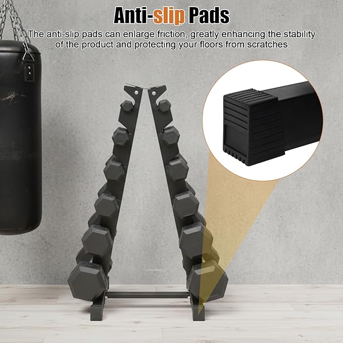 6-Tier Dumbbell Rack Stand Only, 660lbs Load-bearing Weight Rack for Dumbbells, A-Frame Training Dumbbell Holder for Storing Dumbbells in Homes, Hotels (Black)