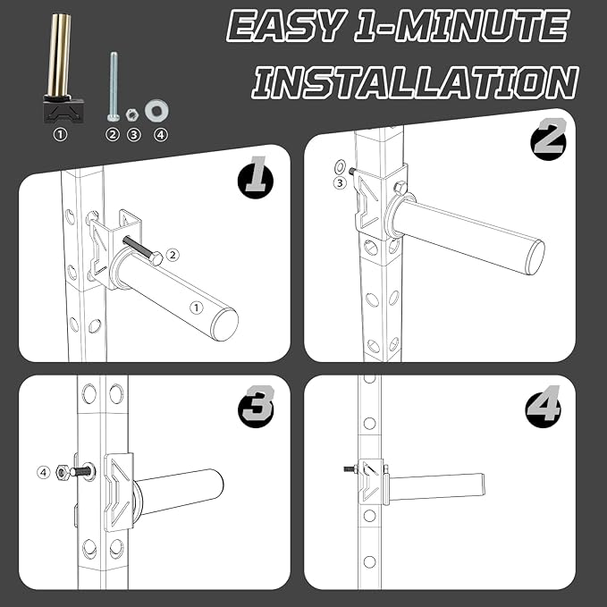 Stainless Steel Sleeve Weight Plate Holder for Power Rack – Choose 2×2 or 3×3 Uprights – Fits 5/8" to 1" Holes – 300lbs Capacity, Heavy-Duty Steel Peg with Stainless Cover, Pair