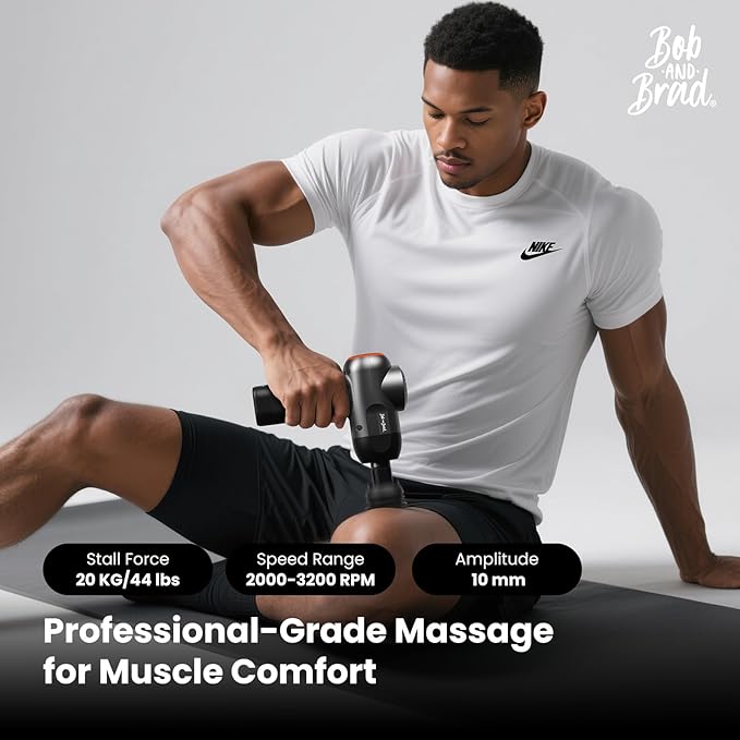 BOB AND BRAD C2 Massage Gun, FSA Eligible & HSA Approved Deep Tissue Percussion Massager Gun, Muscle Massager with 5 Speeds and 5 Heads, Electric Back Massagers for Professional Athletes Home Gym
