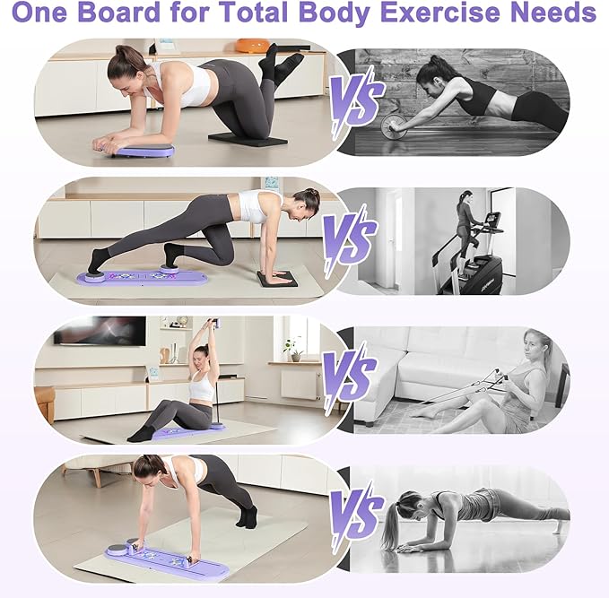 Pilates Board, Foldable Pilates Reformer, Multi-Purpose Pilates Board for Home Workout, Portable Pilates Equipment for Full Body Workout, Fitness, Exercise, Violet Grey